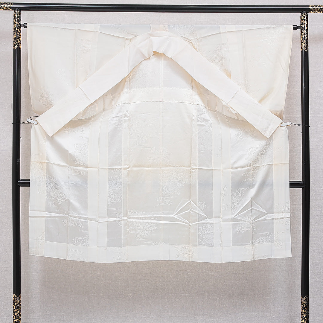 長襦袢 無双袖 身丈125cm 裄丈65cm 正絹 Cランク Mサイズ 古典柄 クリーム系 1229-16709