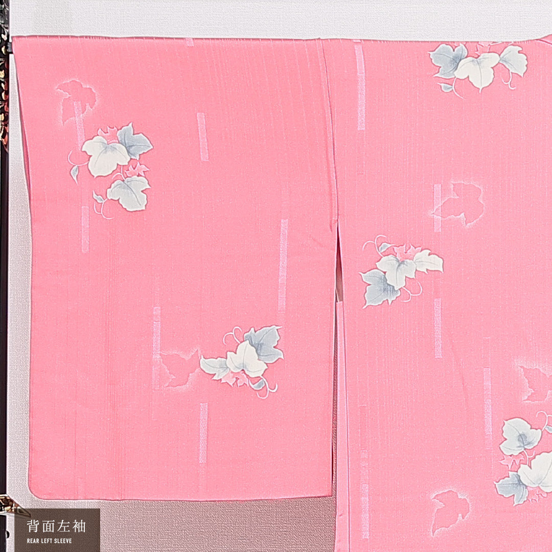 羽織 袷 身丈89cm 裄丈67cm 正絹 Sランク カジュアル Mサイズ 紐あり 蔦 ピンク系 RP 1232-16174