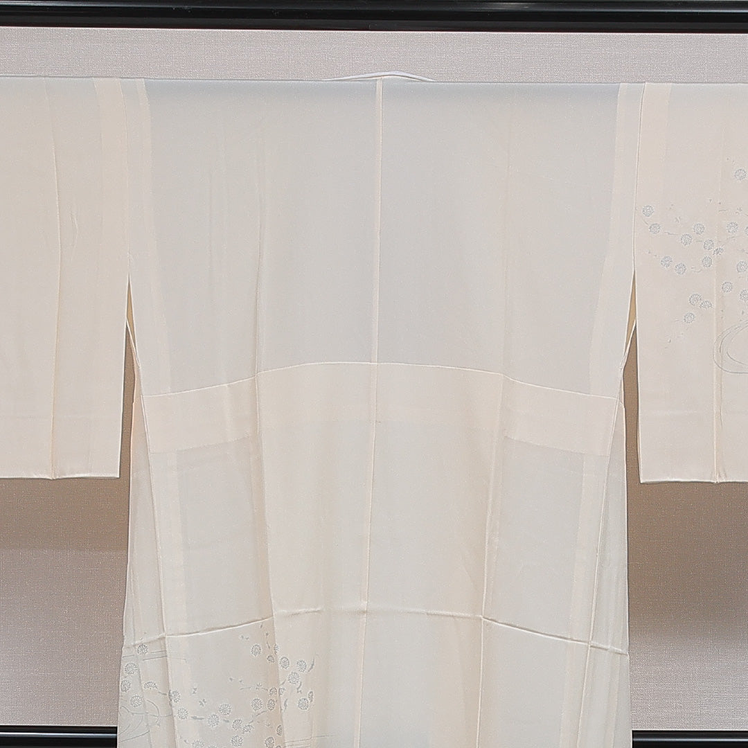 長襦袢 無双袖 身丈124cm 裄丈62cm 正絹 Sランク Mサイズ 居敷当て 吉祥文様 クリーム系 RP 1239-16637
