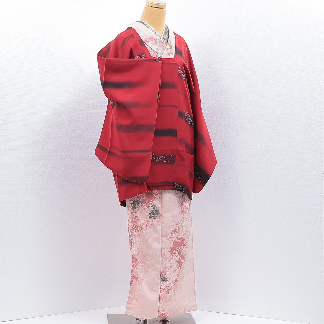 道行コート 袷 身丈83cm 裄丈63cm 正絹 Sランク セミフォーマル Sサイズ ぼかし染 ポケットあり 茶屋辻 赤系 RP 1237-16851