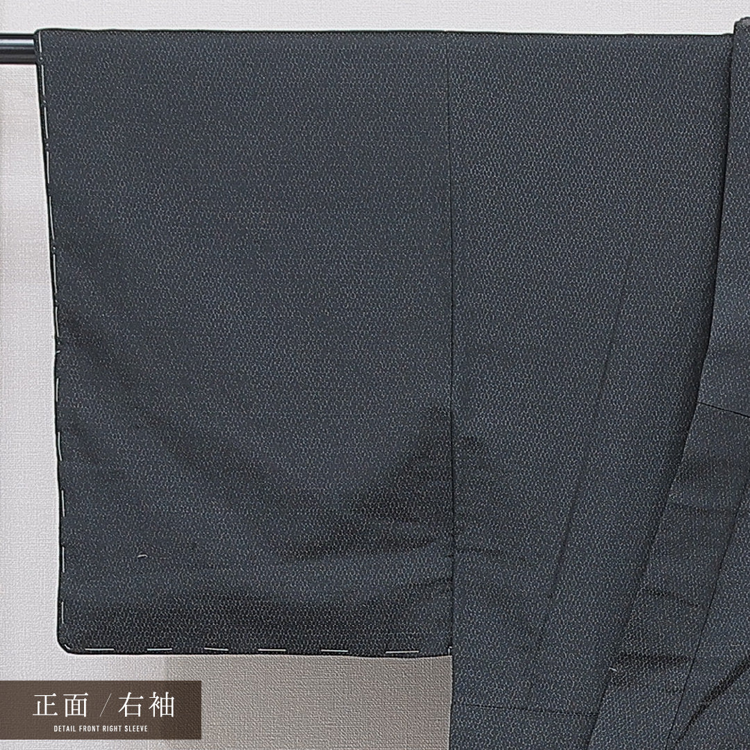 男着物 袷 身丈137cm 裄丈63cm 正絹 Sランク カジュアル 棒衿 Sサイズ 無地 黒系 RP 1224-15353