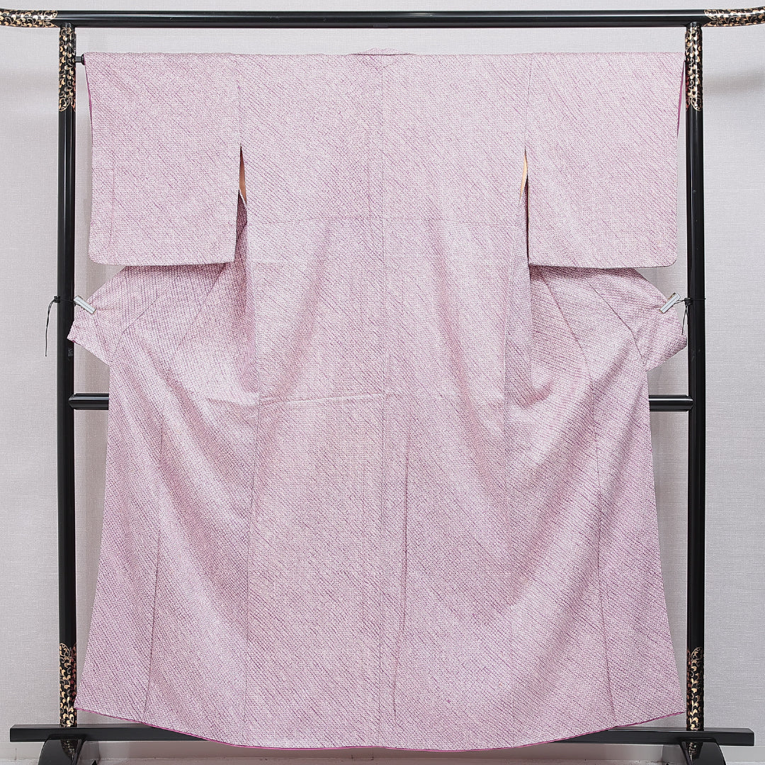 袷　小紋　鹿の子絞り　裄67cm 正絹 ☆美品 お茶事最適 縮緬地 鹿の子絞りの 小紋（正絹）仕立上り＜KK265＞☆