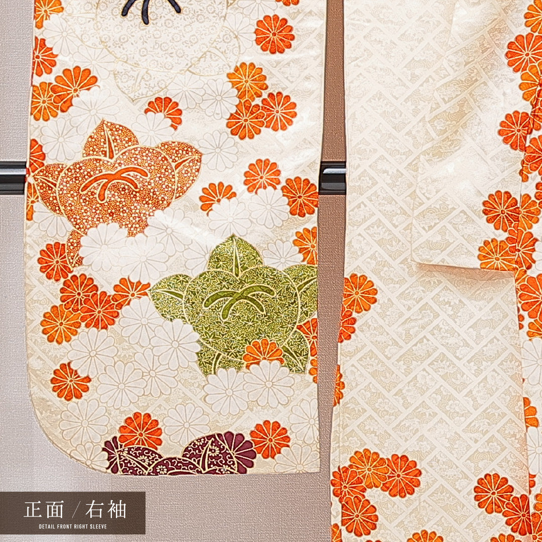 振袖 袷 身丈163cm 裄丈62cm フォーマル Cランク Lサイズ 正絹 広衿 橘 金駒刺繍 1213-F0687