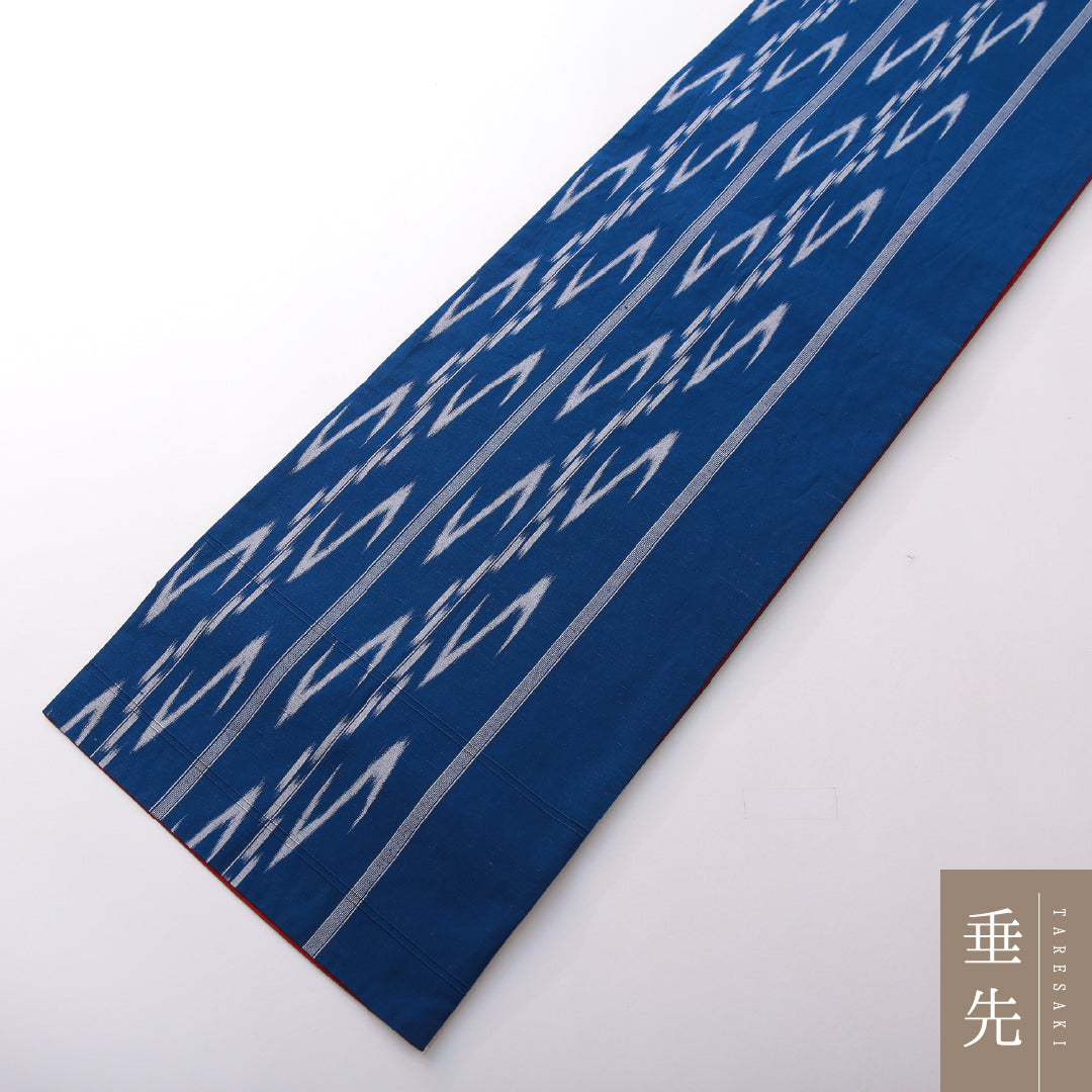 袋帯(紬) 帯丈440cm 正絹 全通 カジュアル 創作柄 青系 1243-02123