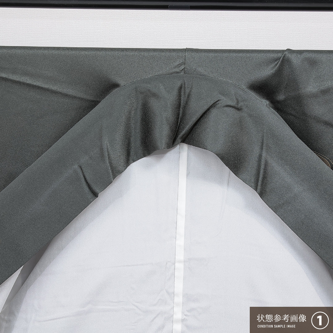 付下げ 袷 身丈166cm 裄丈69cm 正絹 Sランク インフォーマル 広衿 XLサイズ 鶴 葡萄 上品 落ち着き 緑系 M4 1218-15499