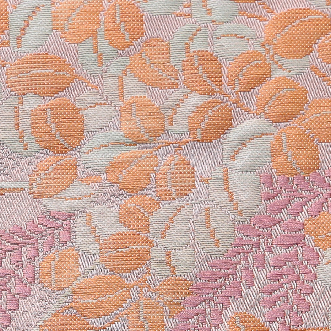 八寸名古屋帯 帯丈374cm カジュアル 開き仕立て 六通 Aランク 正絹 藤 ピンク系 紫系 1224-03492