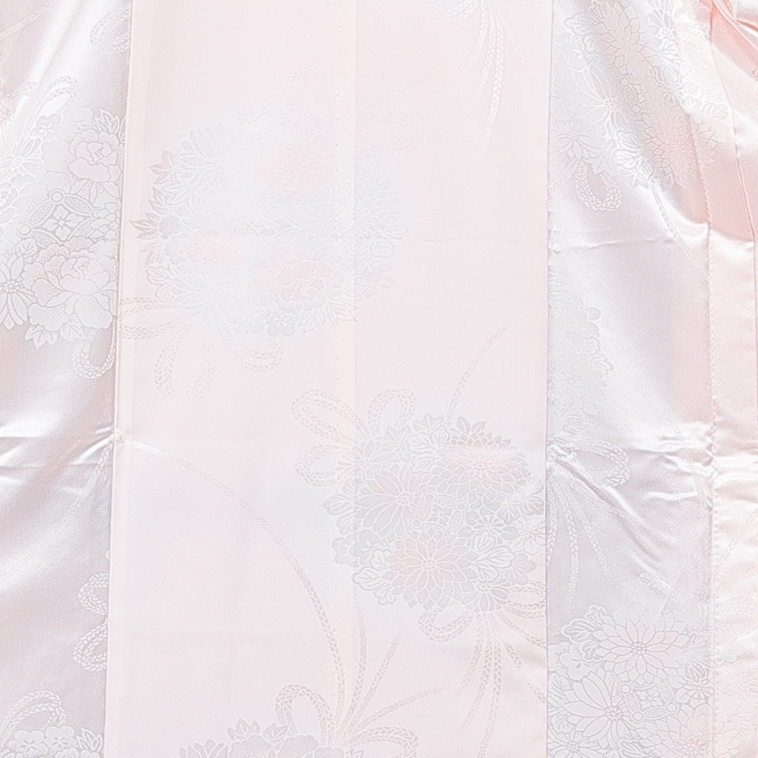振袖用 長襦袢 無双袖 身丈128cm 裄丈62cm 正絹 Sランク Lサイズ 菊 ピンク系 RP 1240-15387