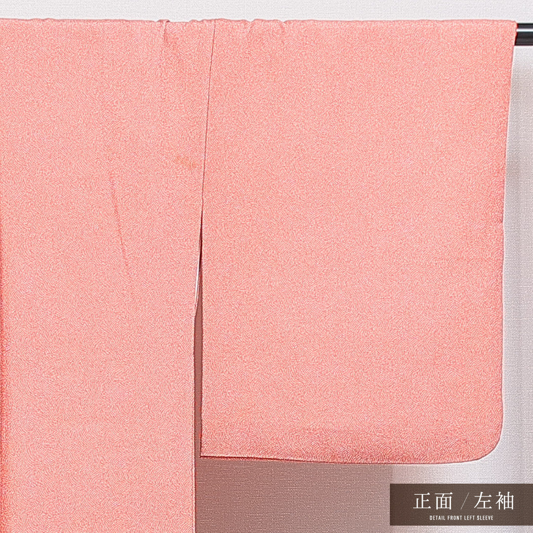 江戸小紋(鮫) 洗える着物 袷 身丈170cm 裄丈66cm ポリエステル Sランク 2XLサイズ 広衿 インフォーマル 朱系 1262-15951