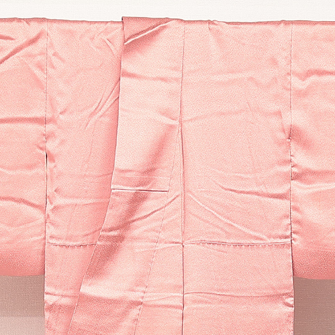 色無地 袷 身丈150cm 裄丈61cm 正絹 Aランク Sサイズ 広衿 インフォーマル 紋意匠 青海波 付下げ ピンク系 1214-16873