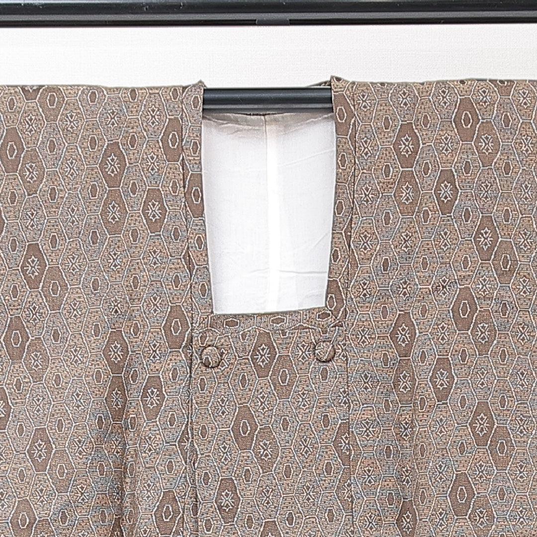 道行コート 袷 身丈83cm 裄丈62cm 正絹 Aランク カジュアル Sサイズ 亀甲 茶系 RP 1237-15160