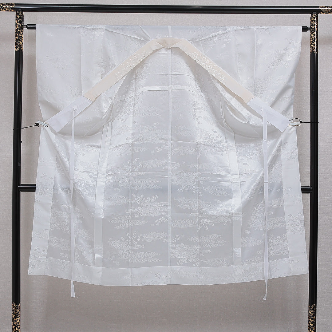 長襦袢 無双袖 身丈132cm 裄丈62cm ポリエステル 洗える着物 Sランク XLサイズ 吉祥文様 白系 RP 1239-16626