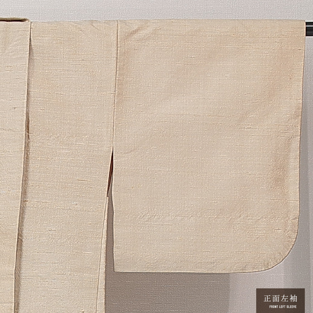 羽織 袷 身丈73cm 裄丈62cm 正絹 Cランク カジュアル Sサイズ 紐あり 無地 ベージュ系 LP 1232-15254