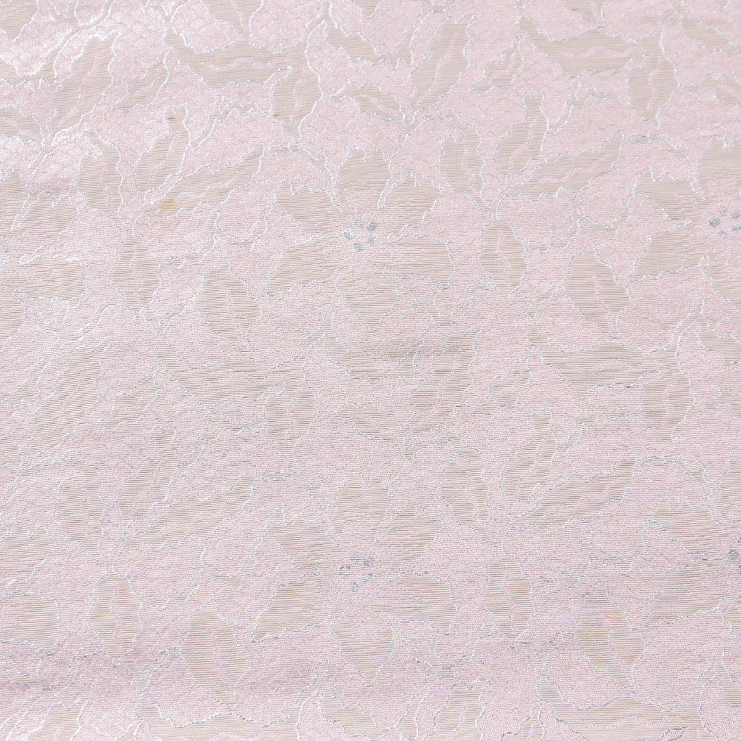 九寸名古屋帯 帯丈343cm インフォーマル 名古屋仕立て 全通 Cランク 正絹 花柄 ピンク系 1224-03992