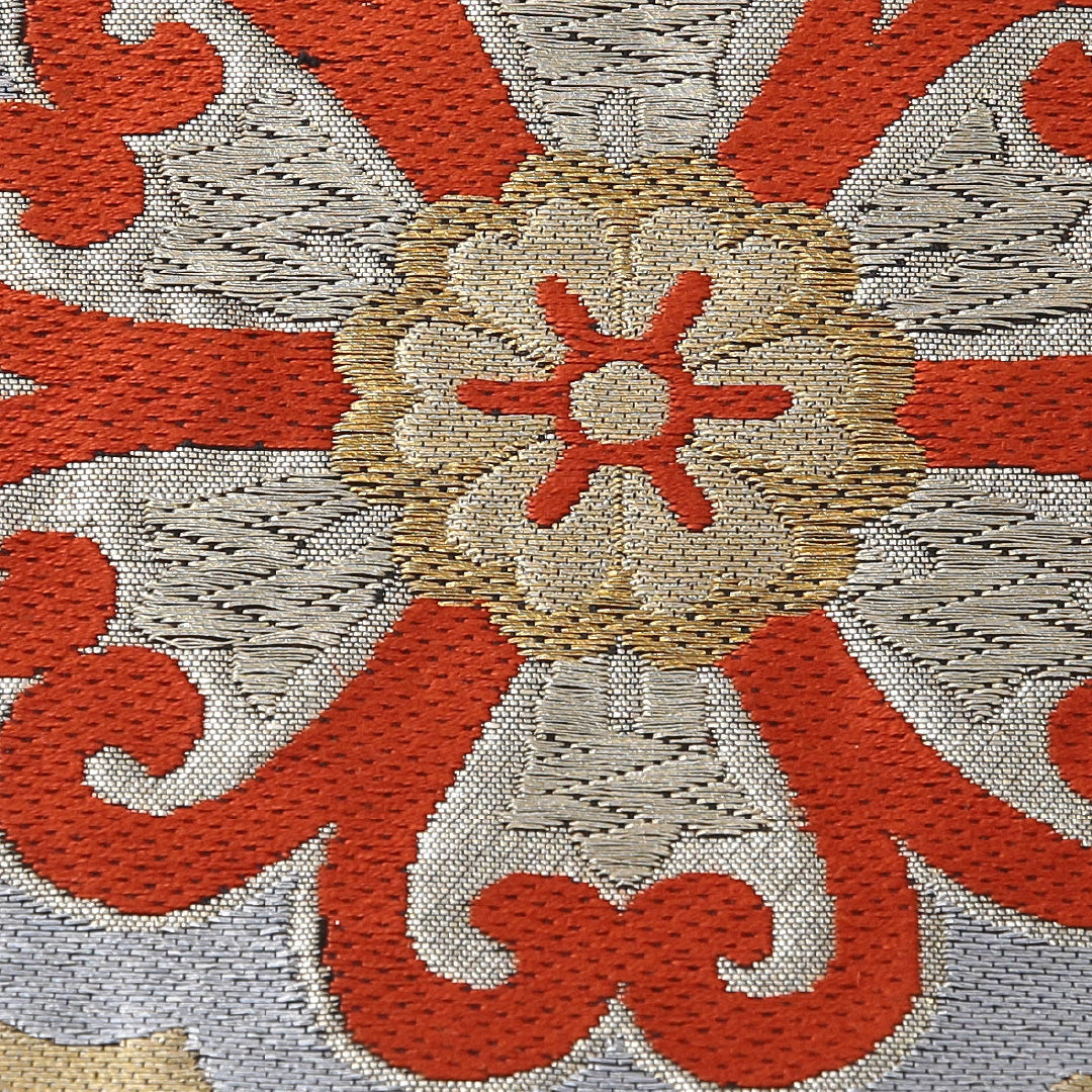 アンティーク 袋帯 帯丈400cm 六通 Aランク 正絹 鏡裏文 黒系 1223-02088