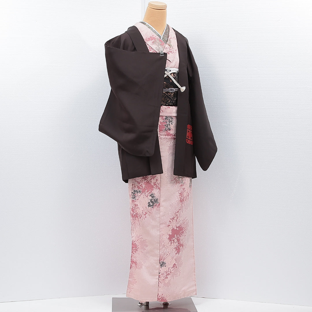 羽織 袷 身丈77cm 裄丈62cm 正絹 Sランク カジュアル Sサイズ 紐あり 茶道具 茶系 RP 1232-15310