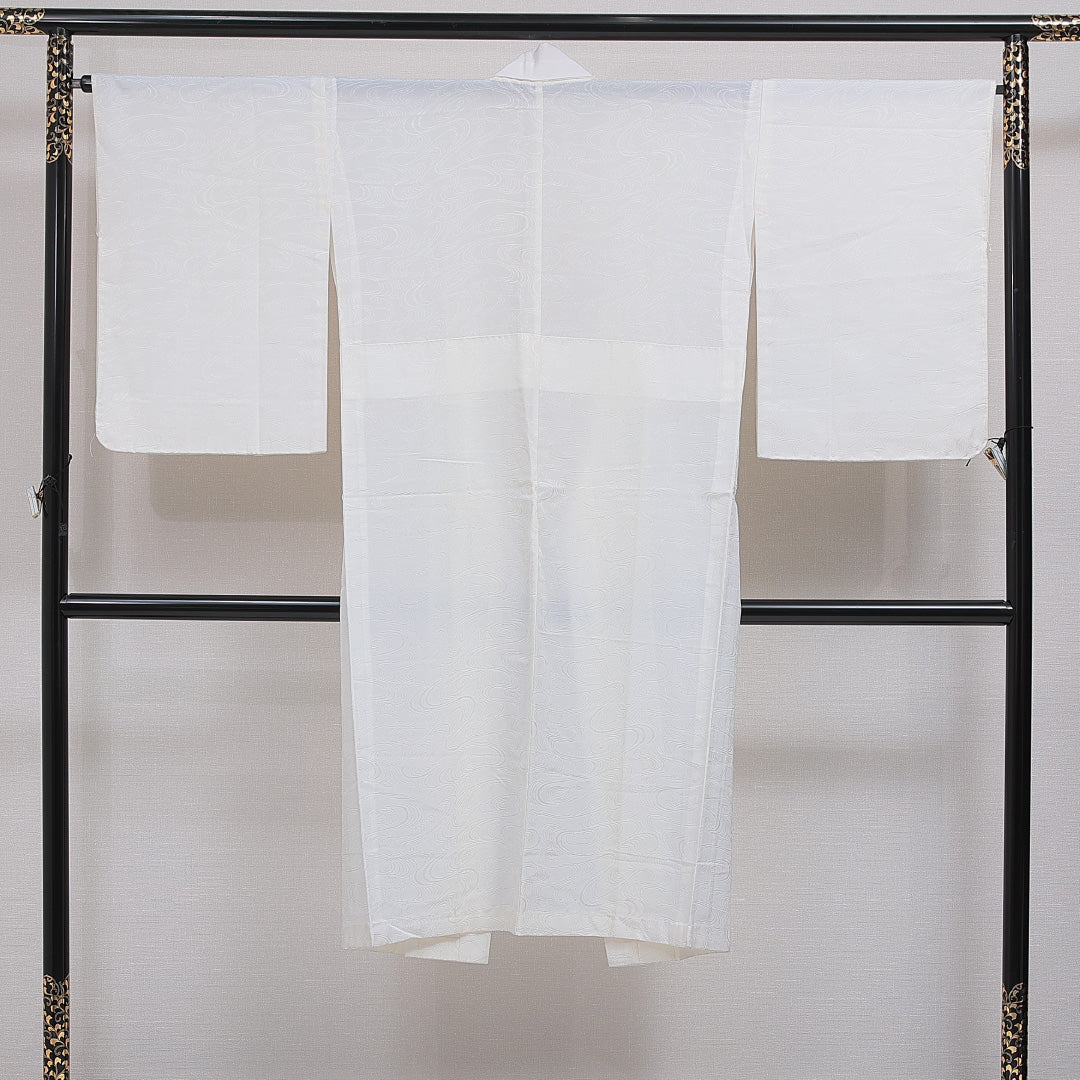 長襦袢 無双袖 身丈127cm 裄丈66cm 正絹 Sランク Mサイズ 流水 白系 RP 1239-16607