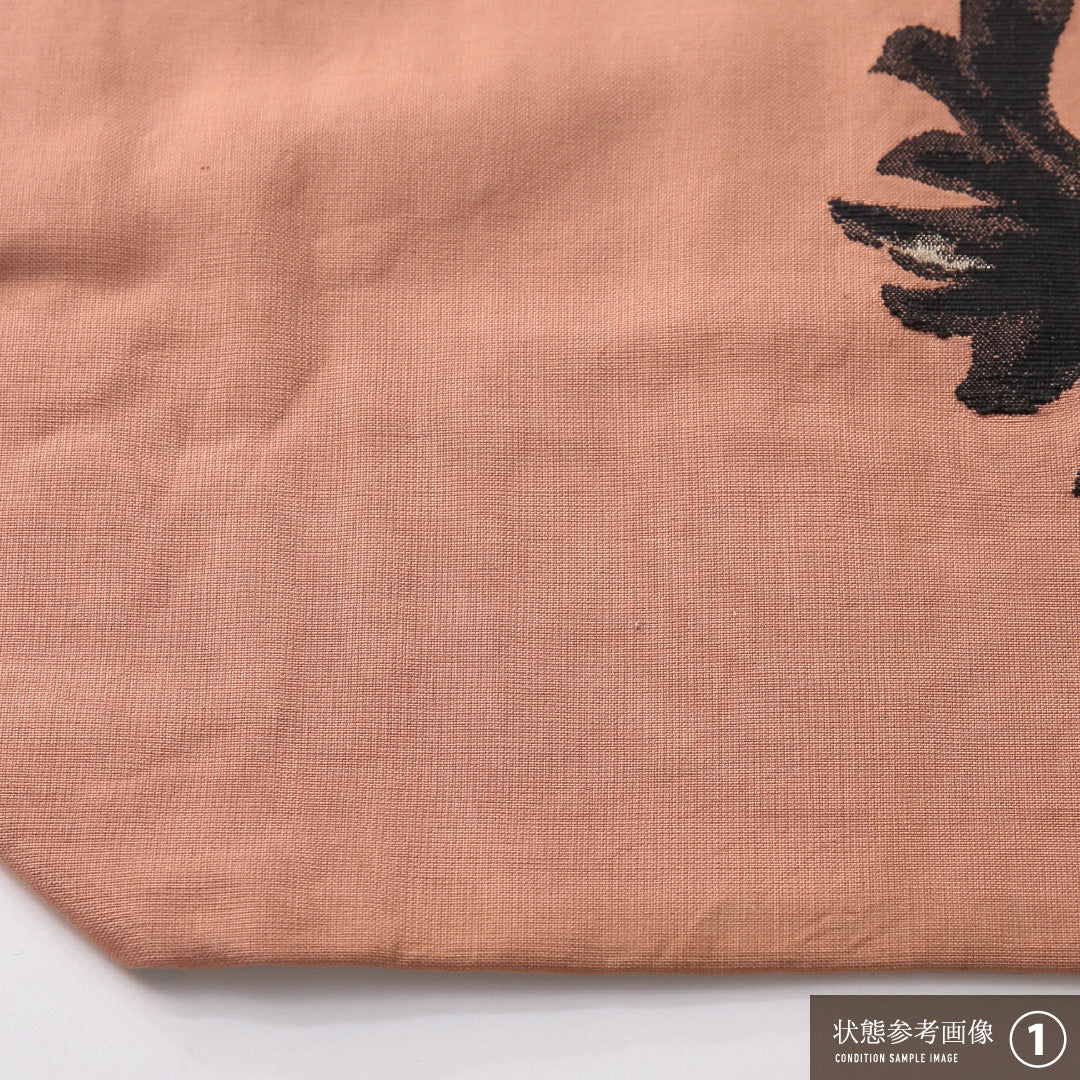 九寸名古屋帯 帯丈340cm カジュアル 名古屋仕立て ポイント柄 Aランク 正絹 綴れ織 花柄 朱系 1224-03816