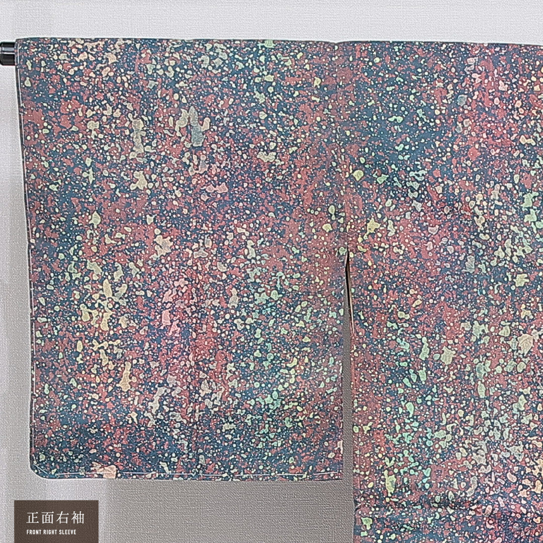 洗える着物 道行コート 袷 身丈87cm 裄丈66cm ポリエステル Aランク セミフォーマル Mサイズ ポケットあり 抽象柄 多色系 RP 1237-16858