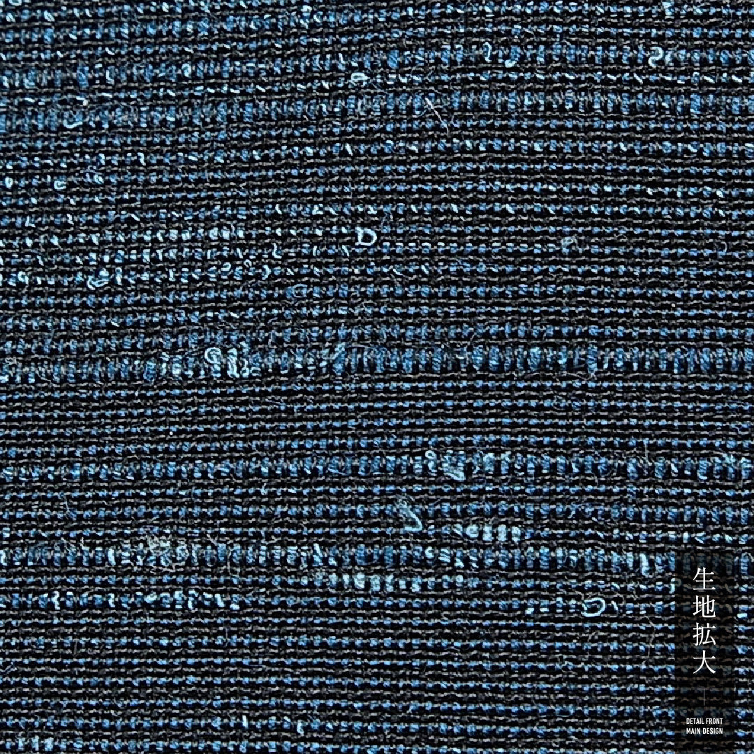 ウールの男着物(紬) 洗える着物 単衣 身丈142cm 裄丈67cm ウール Cランク Mサイズ 棒衿 カジュアル 抽象柄 紺系 1219-15765