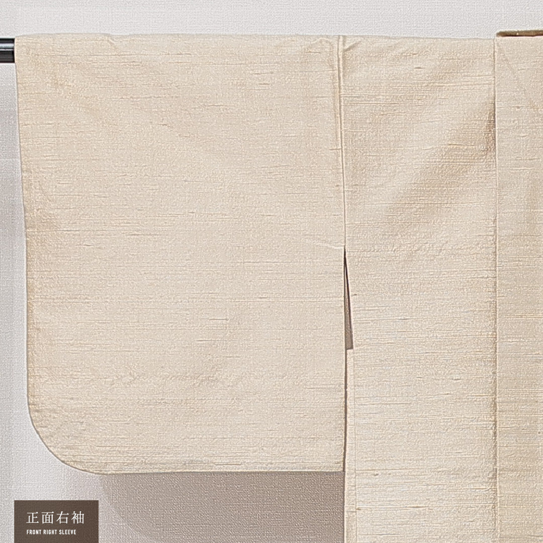 羽織 袷 身丈73cm 裄丈62cm 正絹 Cランク カジュアル Sサイズ 紐あり 無地 ベージュ系 LP 1232-15254