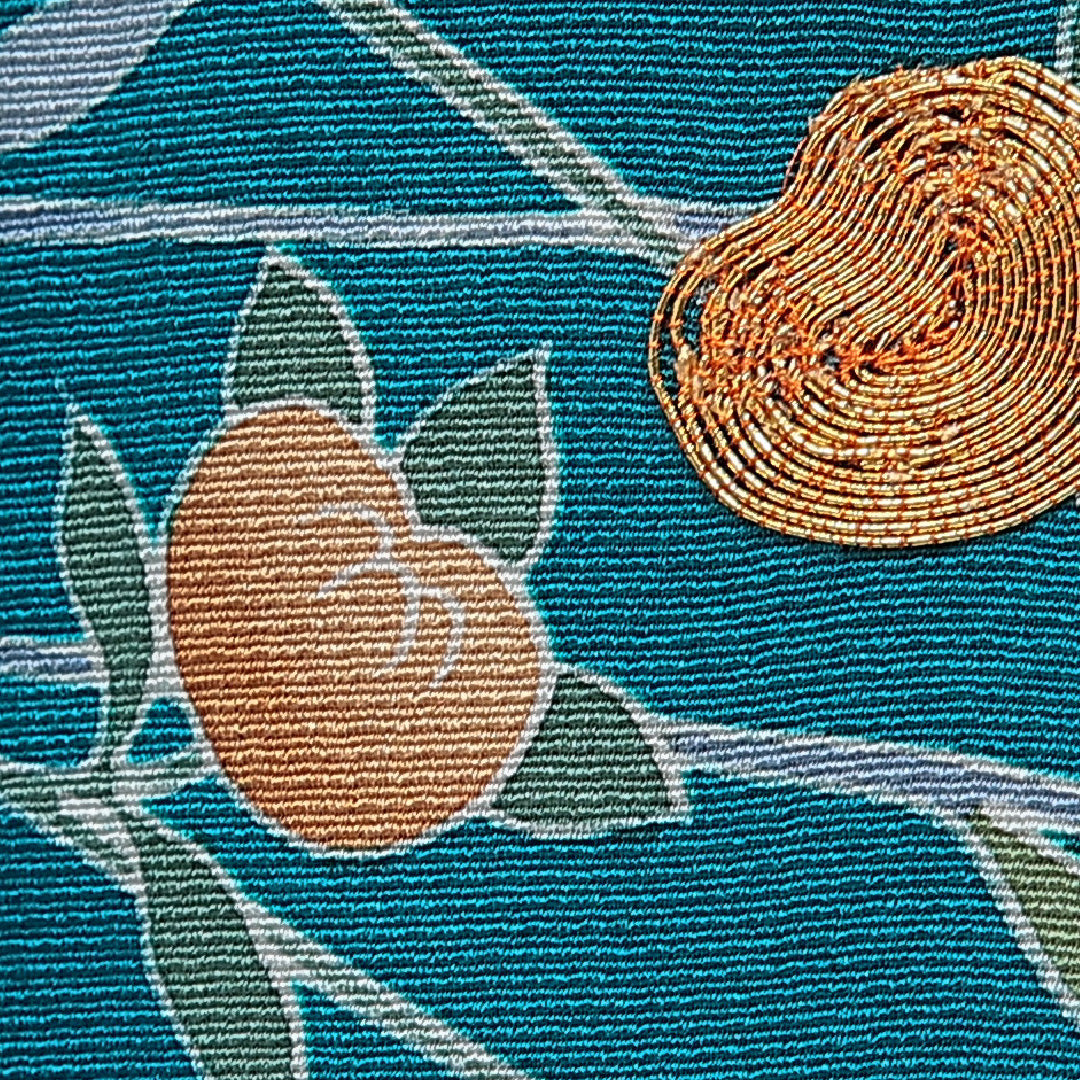 訪問着 洗える着物 袷 身丈156cm 裄丈65cm ポリエステル Sランク Mサイズ 広衿 セミフォーマル 流水 橘 金駒刺繍 緑系 青系 1212-16086