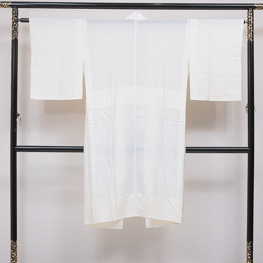 長襦袢 無双袖 身丈123cm 裄丈63cm 正絹 Aランク Sサイズ 古典柄 クリーム系 RP 1239-16711