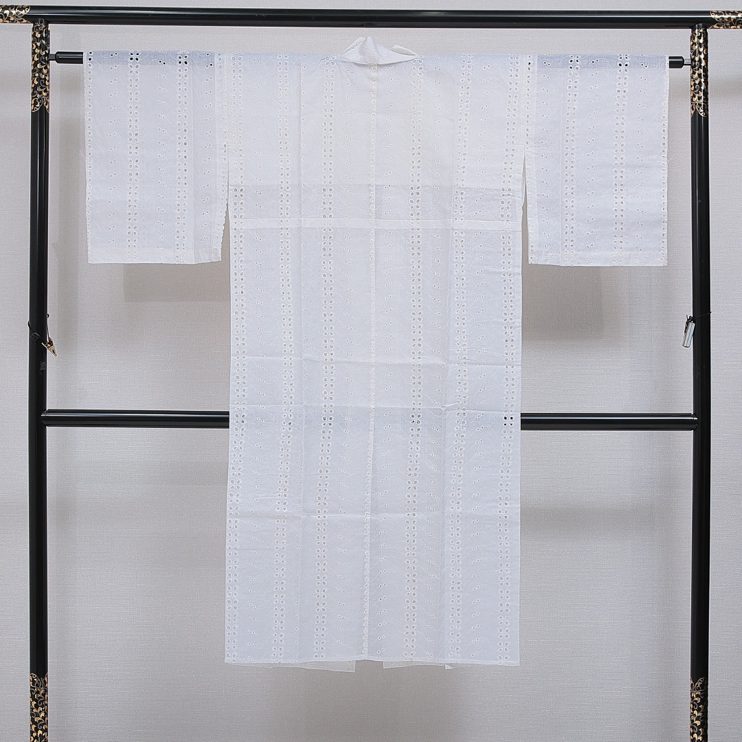 夏物 洗える着物 木綿の長襦袢 夏物 身丈130cm 裄丈62cm 木綿 Sランク Lサイズ 花柄 白系 M4 1239-16578