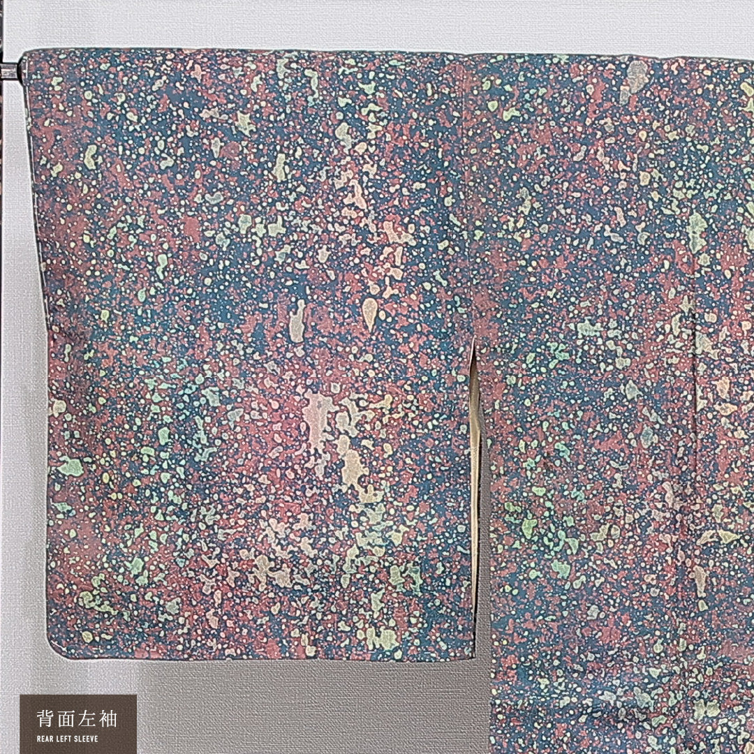 洗える着物 道行コート 袷 身丈87cm 裄丈66cm ポリエステル Aランク セミフォーマル Mサイズ ポケットあり 抽象柄 多色系 RP 1237-16858