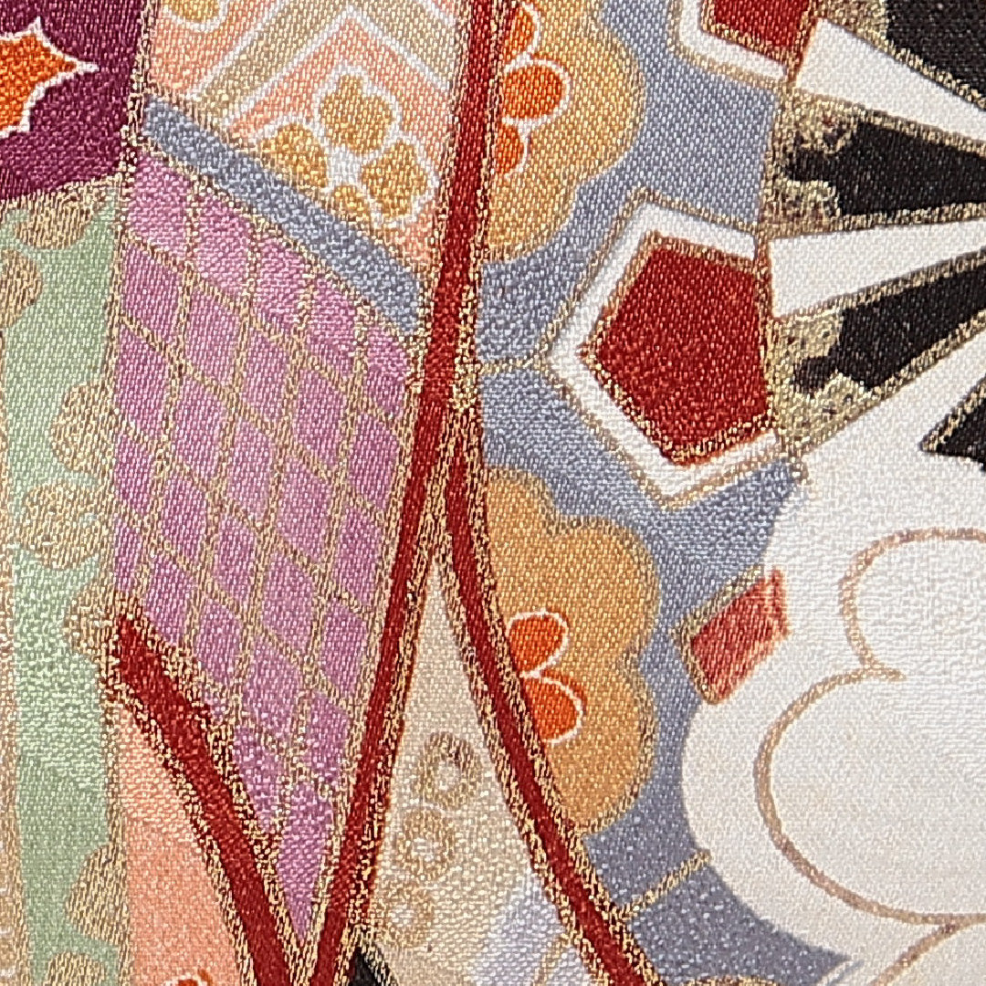 振袖 袷 身丈166cm 裄丈65cm フォーマル Sランク XLサイズ 正絹 広衿 御所車 菊 1213-F0716