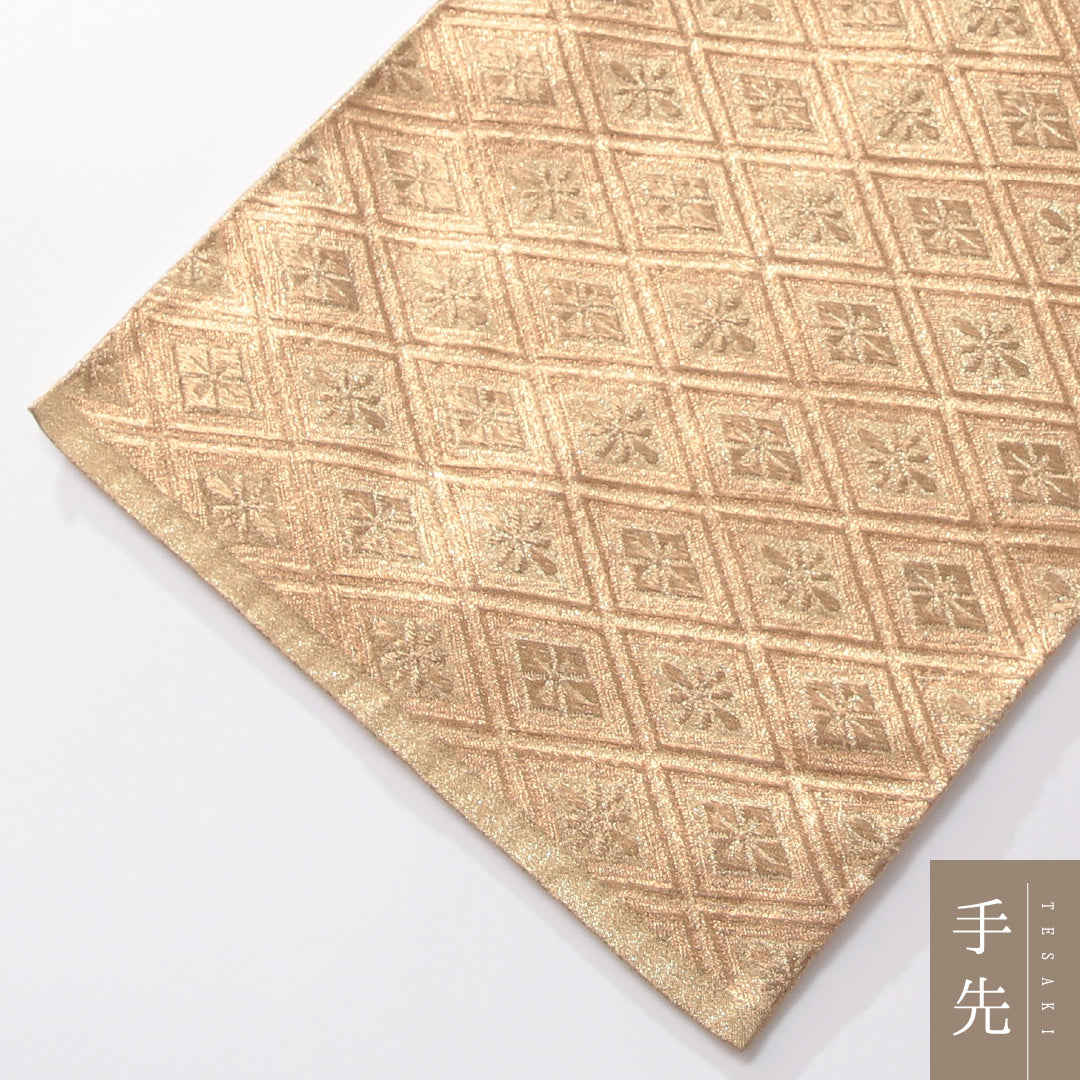袋帯 帯丈412cm 正絹 六通 フォーマル 花菱 古典柄 金系 1243-01875
