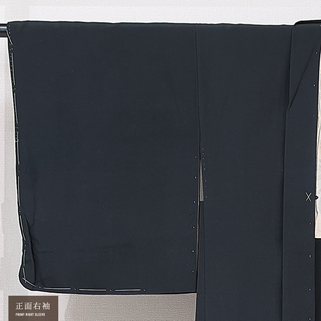 黒羽織 袷 身丈79cm 裄丈65cm 正絹 Aランク インフォーマル Mサイズ 菊 紅葉 黒系 RP 1233-15314