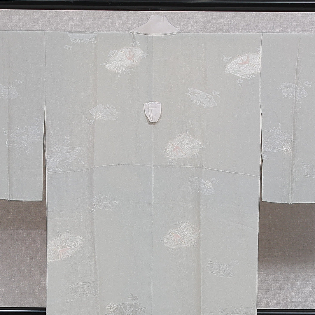 長襦袢 無双袖 身丈121cm 裄丈60cm 正絹 Sランク Sサイズ 鶴 グレー系 RP 1239-16615