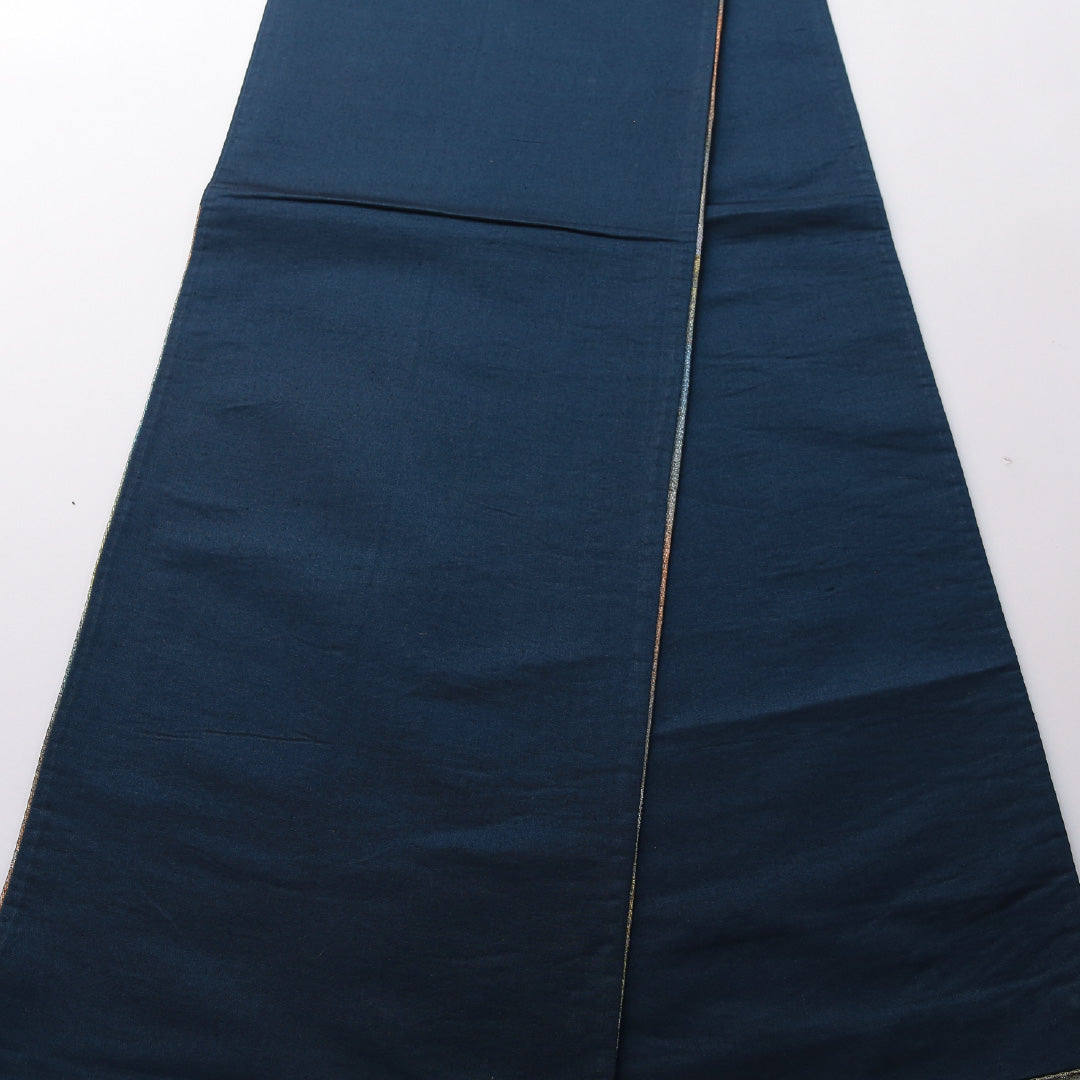 袋帯 帯丈408cm セミフォーマル 六通 帯芯なし Sランク 正絹 引箔 木立 山 紺系 銀系 1223-02074