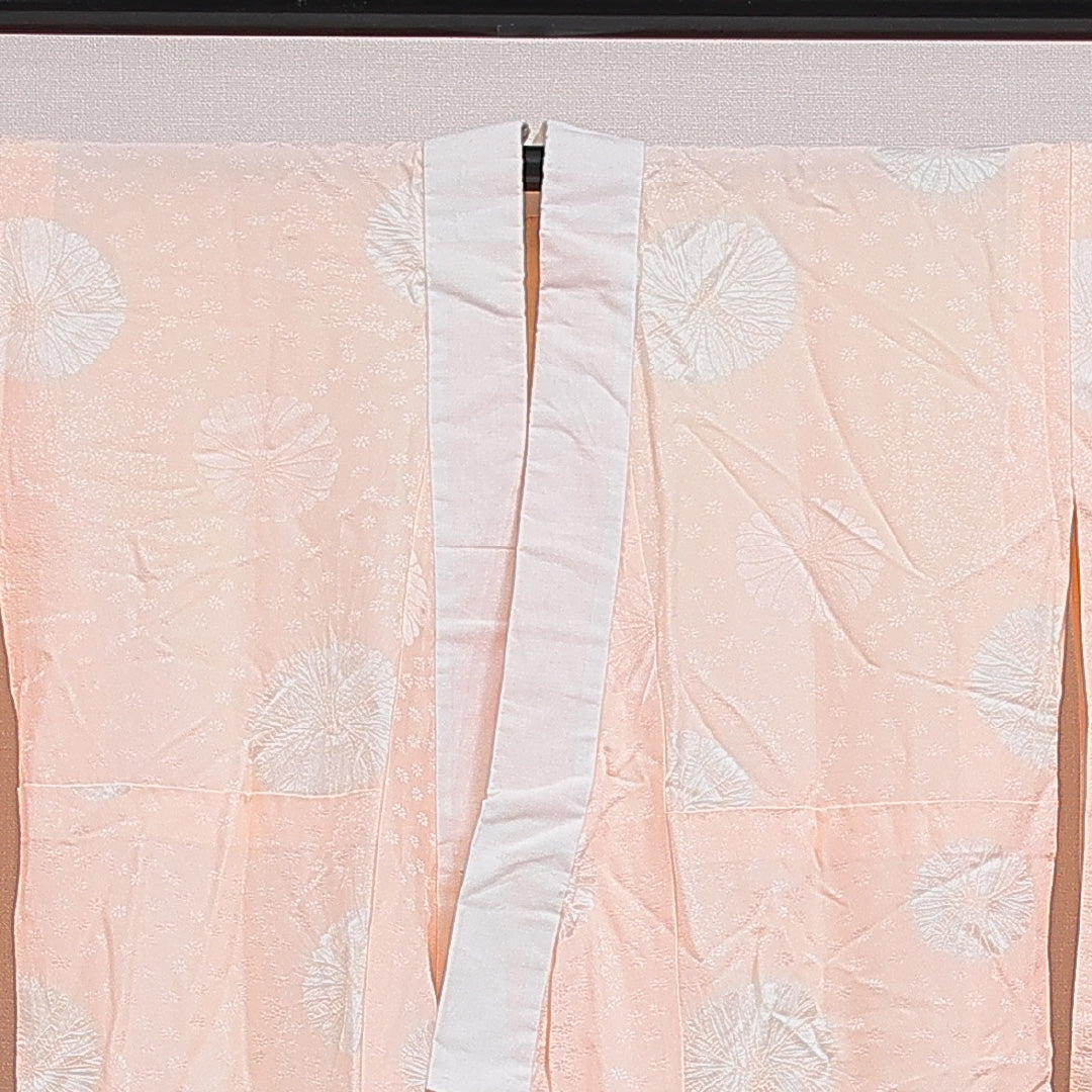 長襦袢 無双袖 身丈126cm 裄丈63cm 正絹 Aランク Mサイズ 部分絞り 菊 朱系 RP 1239-16611