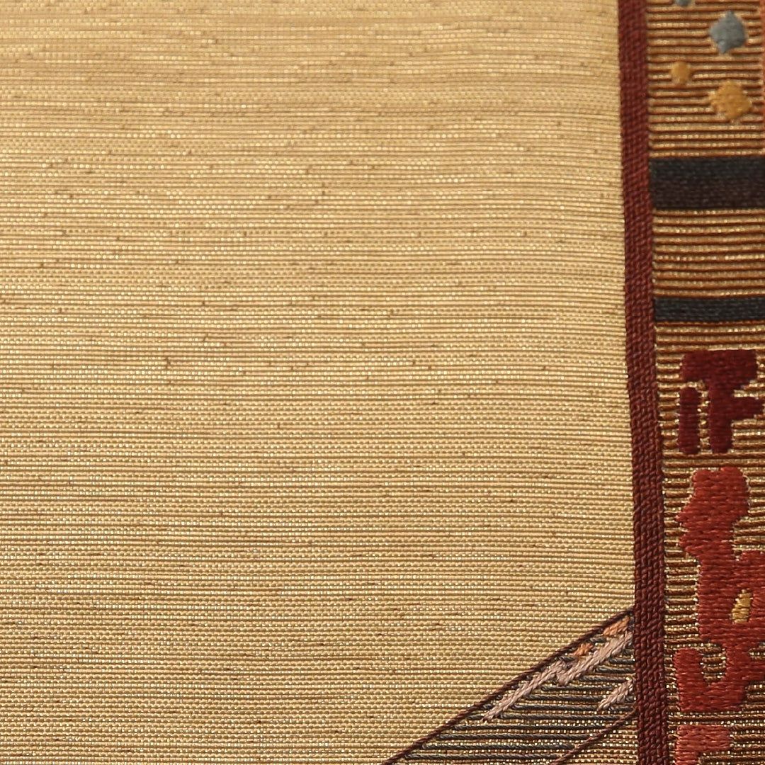 袋帯 帯丈472cm セミフォーマル ポイント柄 Aランク 正絹 幾何学柄 金系 1223-02072