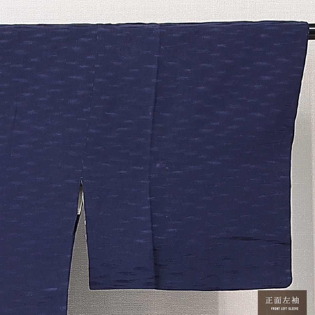 道行コート 袷 身丈81cm 裄丈64cm 正絹 Sランク セミフォーマル Mサイズ 織り出し ポケットあり 無地 青系 RP 1237-15287