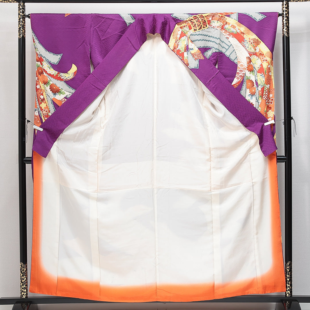 振袖 袷 身丈156cm 裄丈65cm フォーマル Sランク Mサイズ 正絹 広衿 吉祥文様 金駒刺繍 1213-F0629