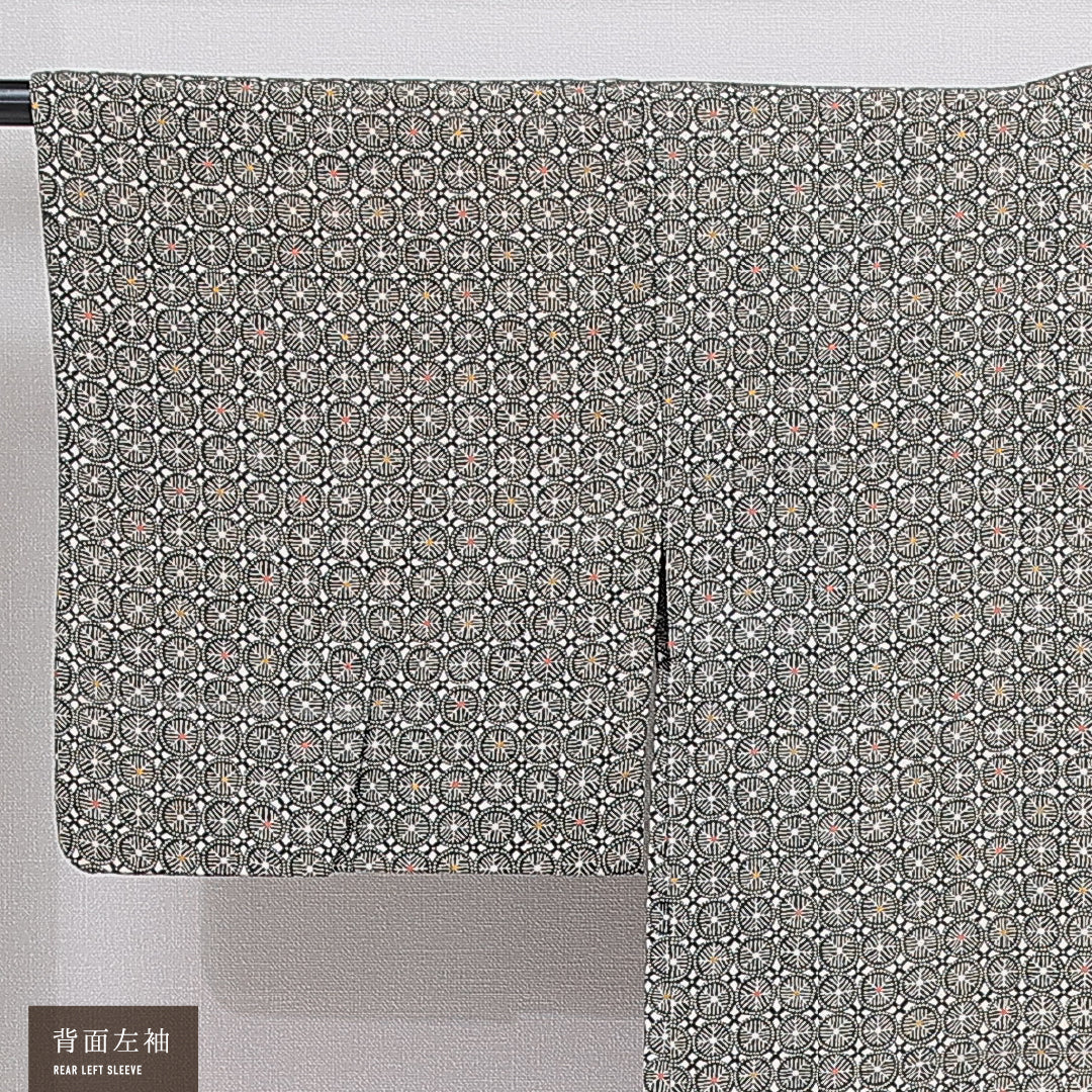 羽織 袷 身丈82cm 裄丈63cm 正絹 Aランク カジュアル Sサイズ 紐あり 創作柄 緑系 RP 1232-16195