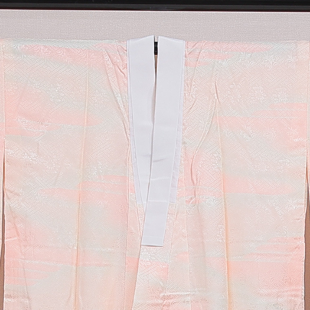 長襦袢 無双袖 身丈128cm 裄丈64cm 正絹 Sランク Lサイズ 紗綾型 ピンク系 RP 1239-16585