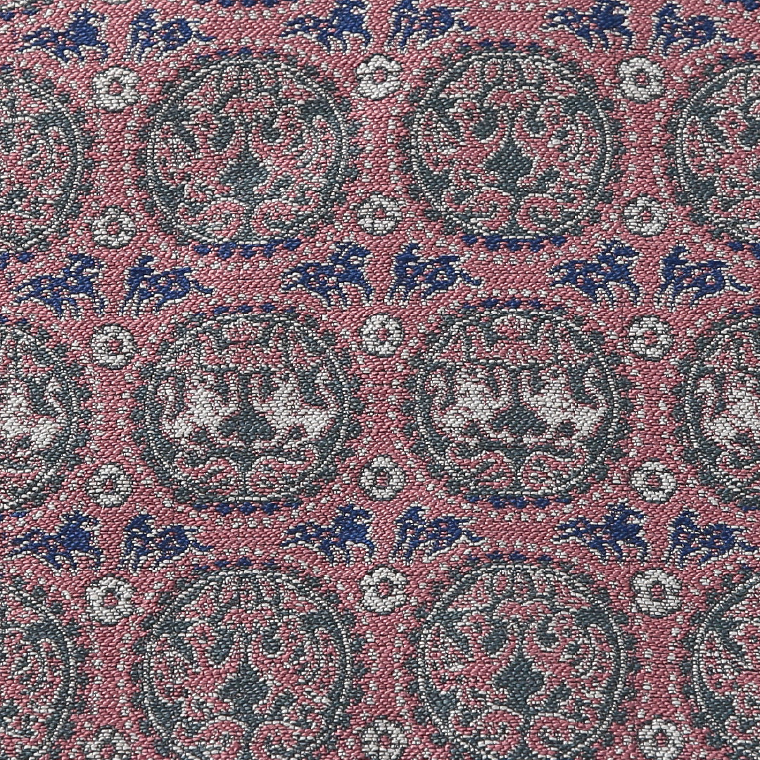 九寸名古屋帯 帯丈341cm インフォーマル 名古屋仕立て 全通 Sランク 正絹 樹下双獣文 ピンク系 1224-03905