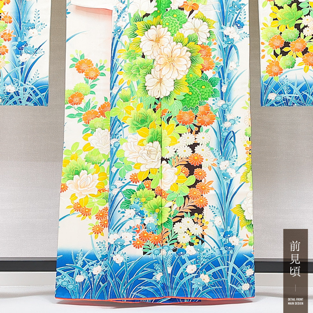 振袖 袷 身丈160cm 裄丈63cm フォーマル Cランク Lサイズ 正絹 広衿 牡丹 1213-F0640