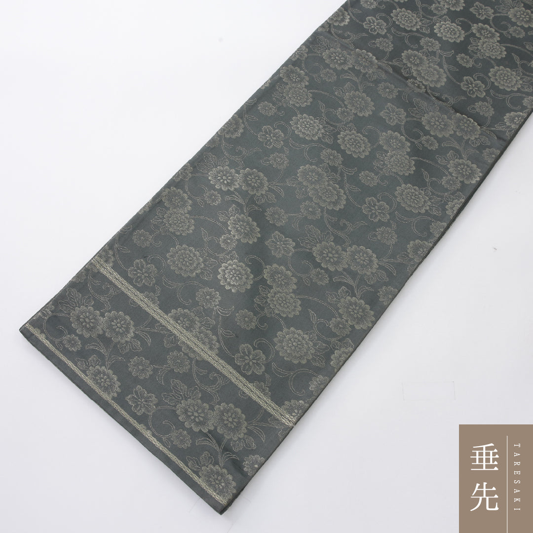 袋帯 帯丈420cm セミフォーマル 六通 帯芯なし Aランク 正絹 唐菊 緑系 1223-02248