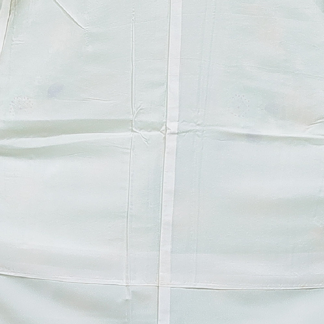 小紋 洗える着物 袷 身丈155cm 裄丈62cm ポリエステル Sランク Mサイズ 広衿 インフォーマル 七宝 桜 緑系 1215-16396