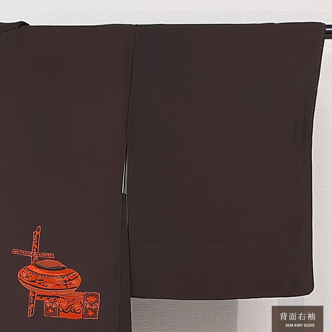 羽織 袷 身丈77cm 裄丈62cm 正絹 Sランク カジュアル Sサイズ 紐あり 茶道具 茶系 RP 1232-15310