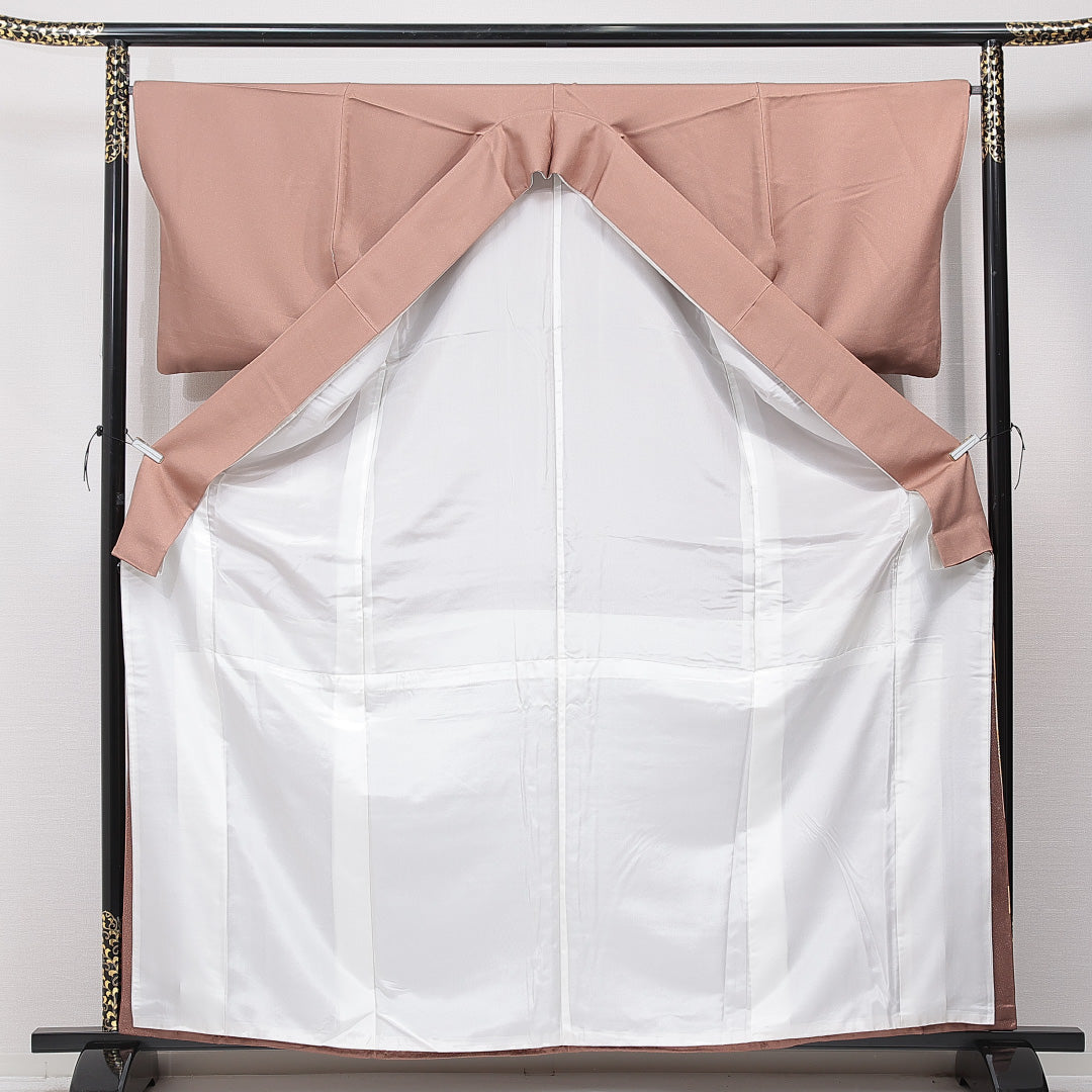 色留袖 袷 身丈163cm 裄丈65cm 三つ紋 藤輪に剣片喰 フォーマル Sランク Lサイズ 正絹 比翼仕立て 広衿 鳳凰 牡丹 1211-F0725