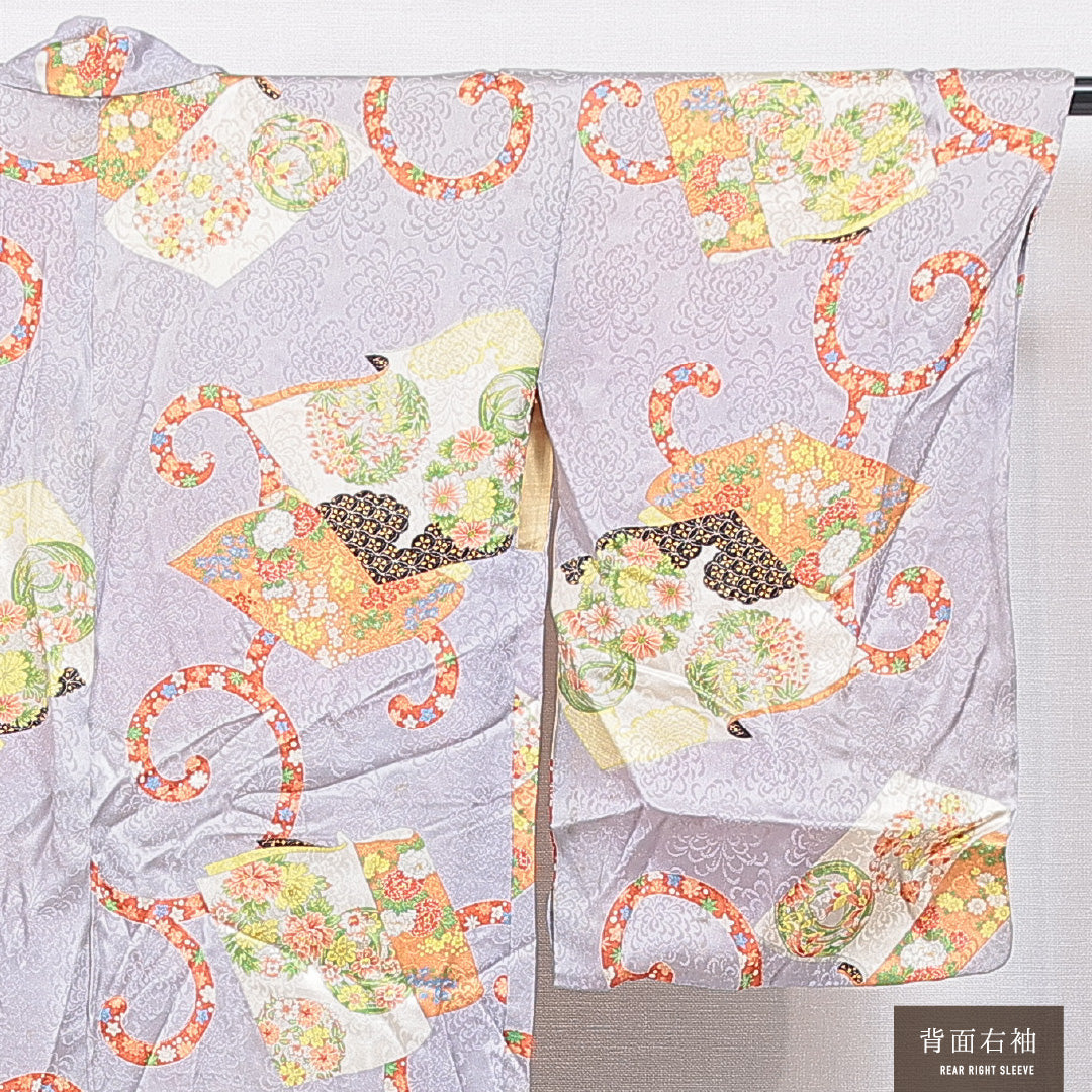 アンティーク 羽織 袷 身丈102cm 裄丈64cm 正絹 Bランク Mサイズ 吉祥文様 紫系 1217-16809