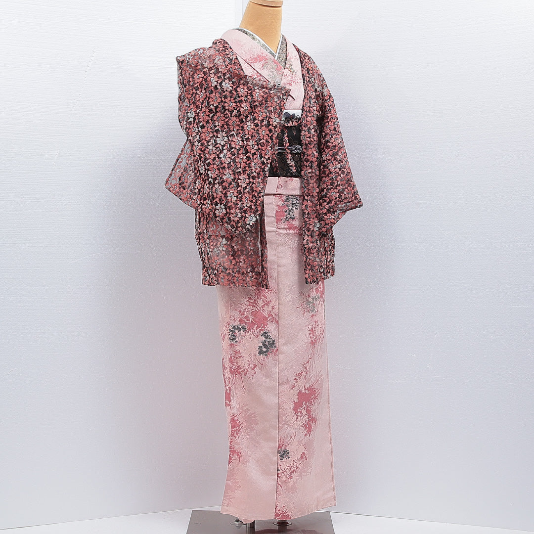 羽織 夏物 洗える着物 夏物 身丈77cm 裄丈61cm ポリエステル Sランク Sサイズ カジュアル 紐あり 風通織 花柄 多色系 1217-16180