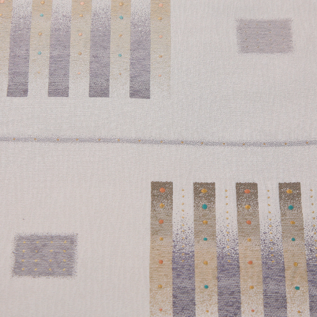 袋帯 帯丈456cm インフォーマル 六通 Aランク 正絹 創作柄 クリーム系 1223-02334