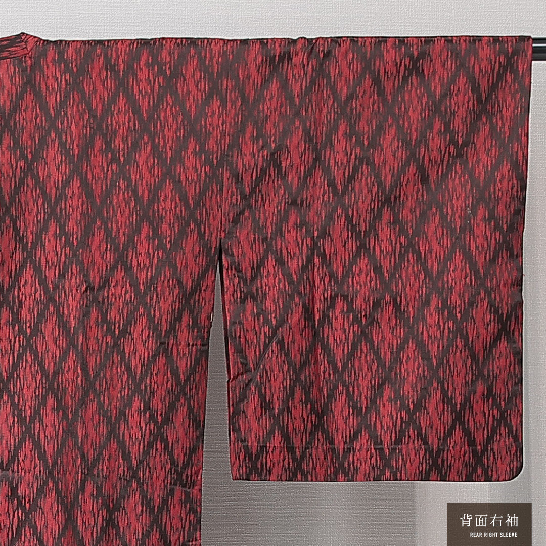 道行コート 袷 身丈120cm 裄丈63cm 正絹 Aランク Sサイズ 菱 赤系 HP 1237-15275