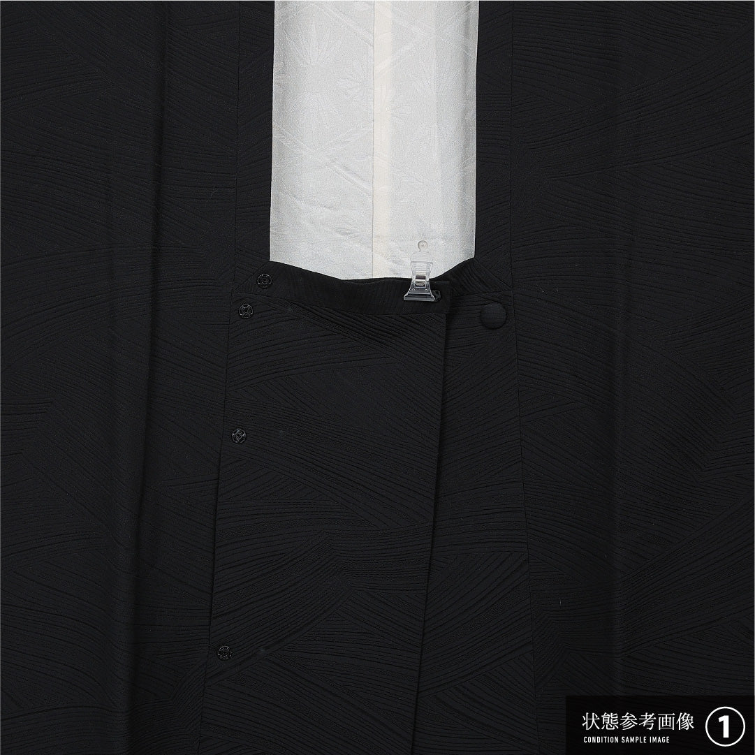 道行コート 袷 身丈95cm 裄丈63cm 正絹 Aランク セミフォーマル Sサイズ ポケットあり 無地 黒系 RP 1237-15456